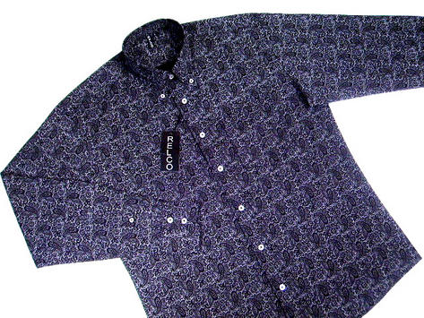 New Mod Retro 60's BLACK Paisley Long Sleeve Shirt  Preview
